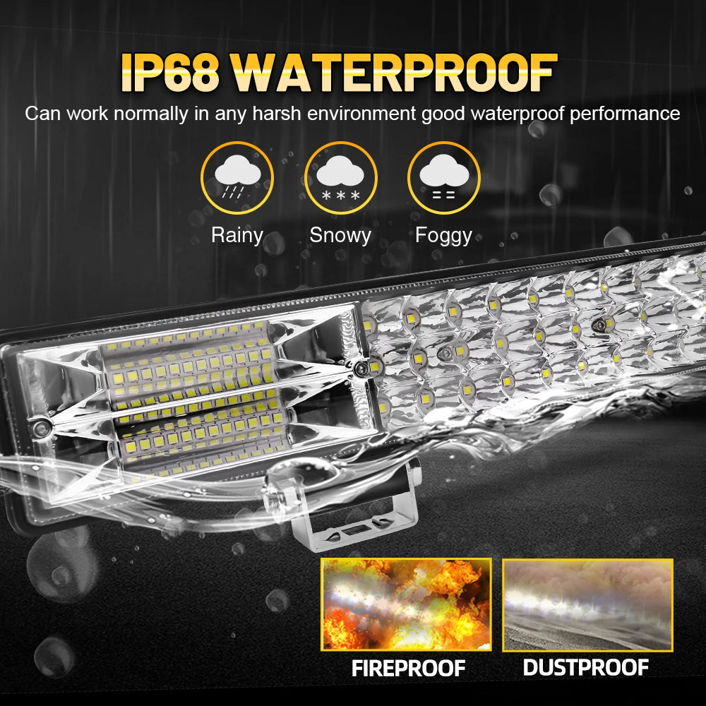 3-Row Light Bar 90000LM Flood Spot 12"20"26"32"40"
