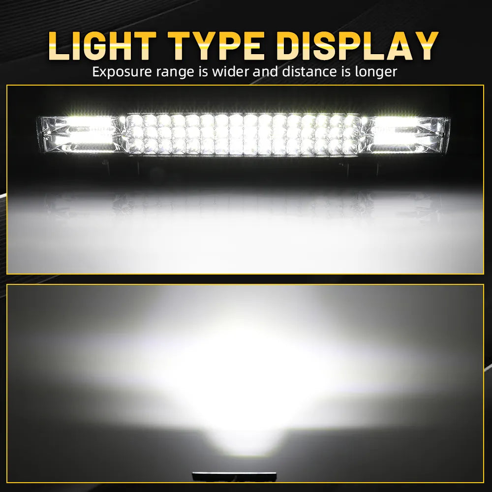 3-Row Light Bar 90000LM Flood Spot 12"20"26"32"40"