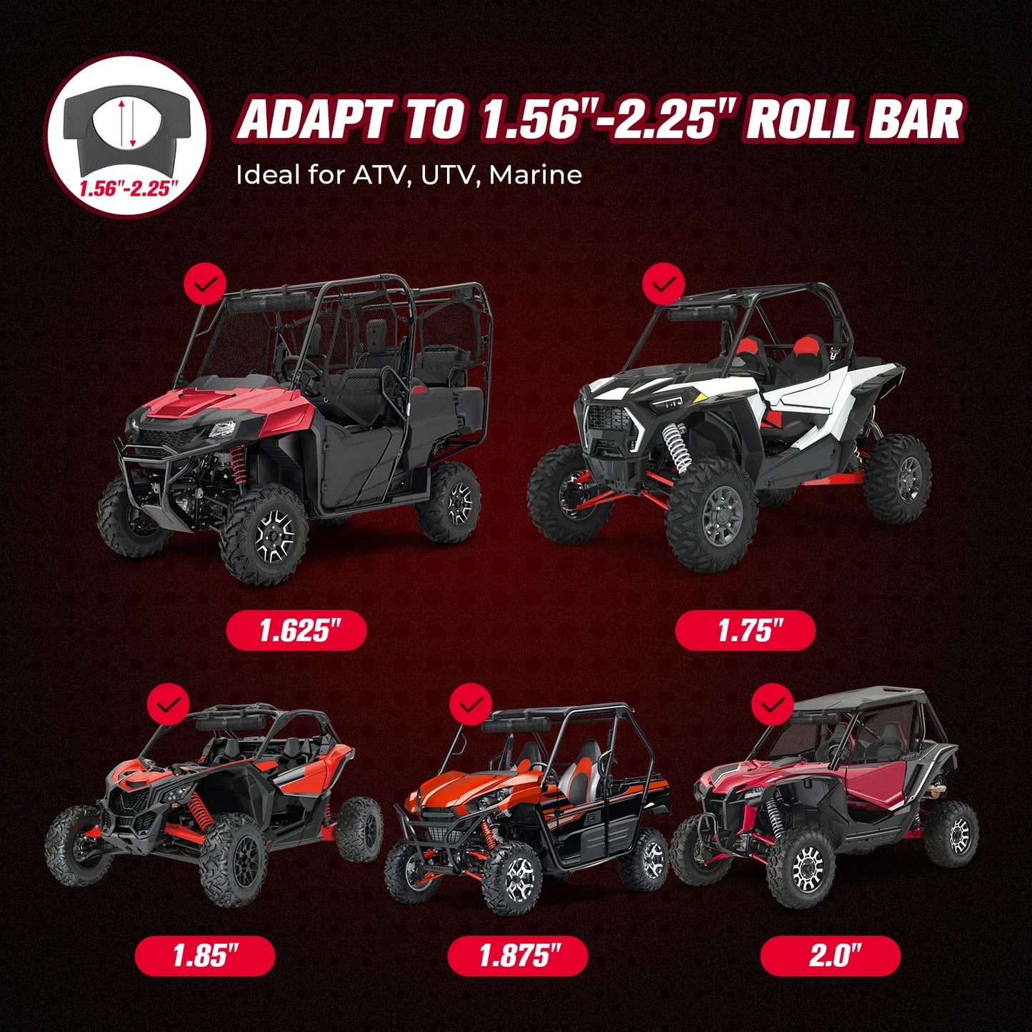 UTV Bluetooth Speakers Remote Control 1.56-2.25"