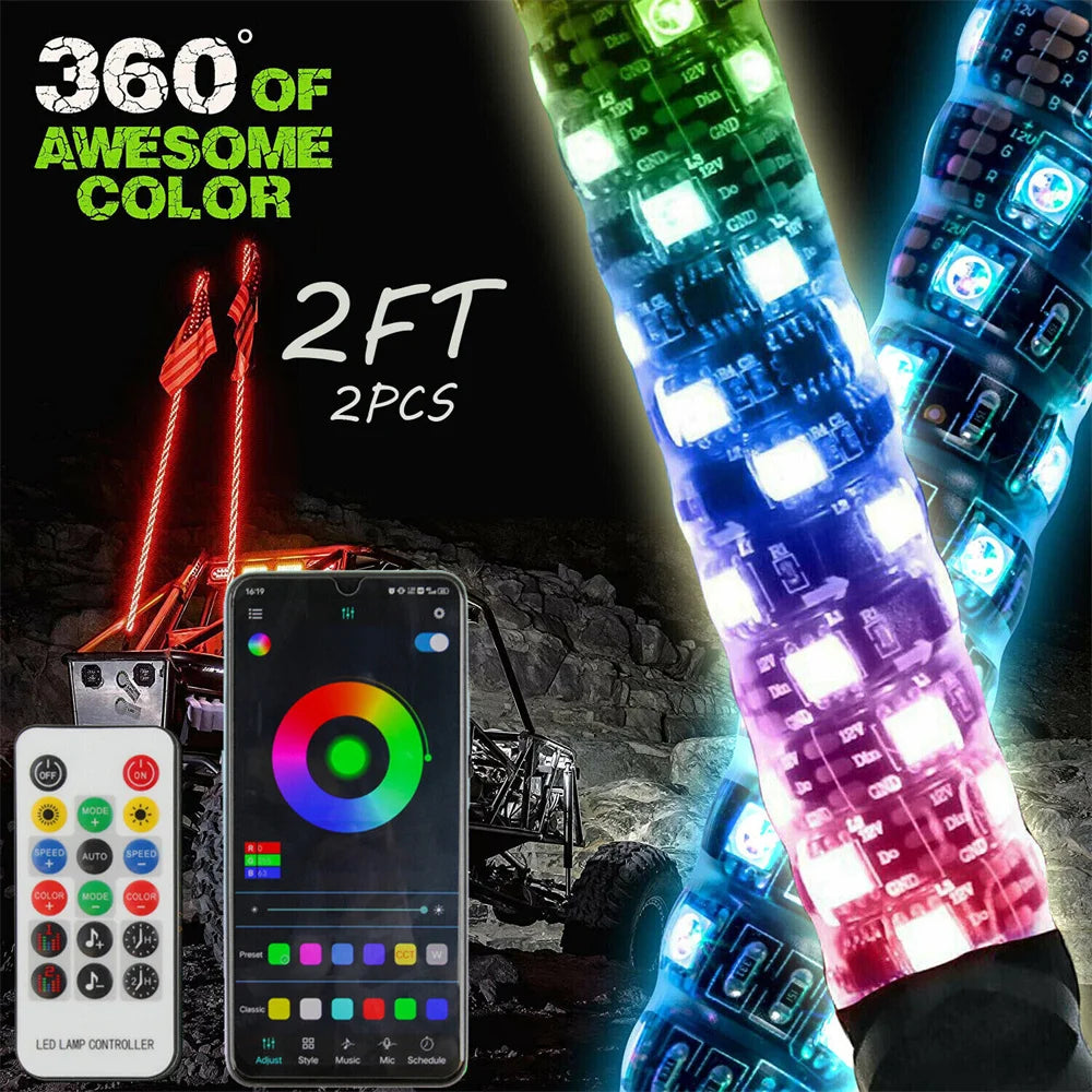 2FT RGB OffRoad Whip Light