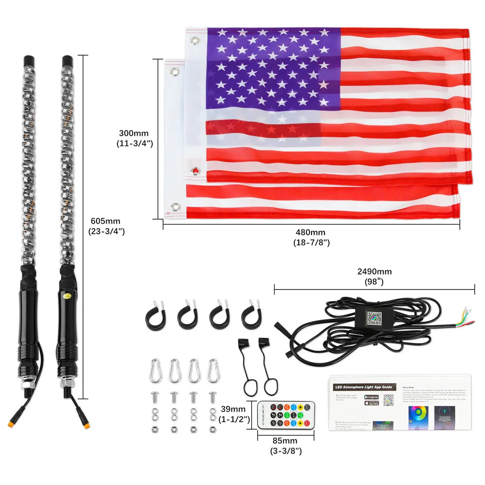 2FT RGB OffRoad Whip Light