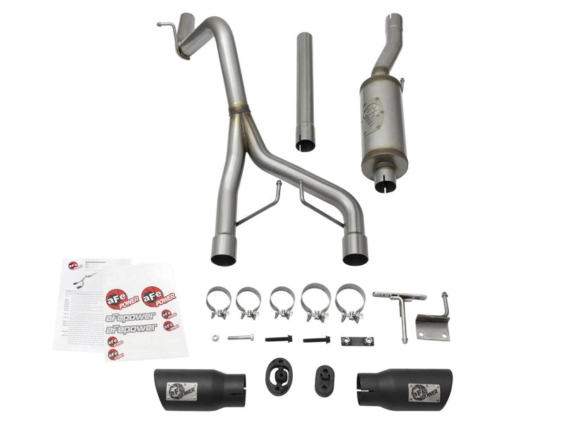 aFe Rebel Series CB 2.5in Dual Center Exit SS Exhaust w/ Black Tips