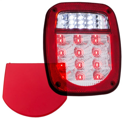 ANZO 1976-1985 Jeep Wrangler LED 2 Lens - Red/Clear, Chrome