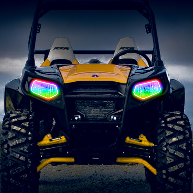 Oracle 08-19 Polaris RZR 570/800/900 Dynamic RGB+W Headlight Halo Kit