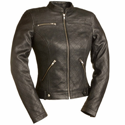 Queen of Diamonds - Women's Motorcycle Leather Jacket